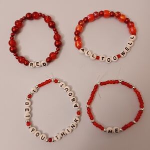 Red Themed Taylor Swift Homemade Bracelets